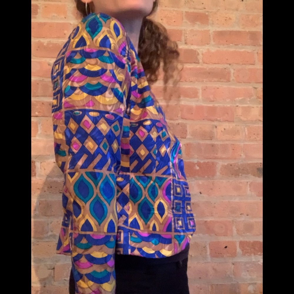 Ann Crimmins Vintage Multicolor Boho Silk Blazer 4